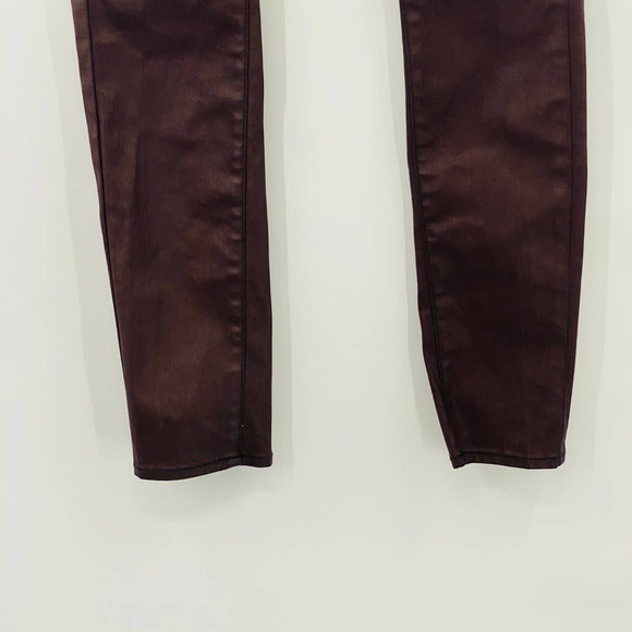 Cachè Deadstock Coated 4 Pocket Wine Skinny Strech Jeans Jegging Size 2 Wet Look - Picture 8 of 15